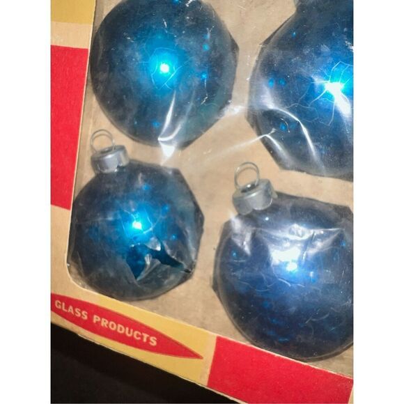 Vintage Christmas Glass Ball Ornaments-USA BLUE 12Ct in Box-Good Condition - Picture 5 of 8